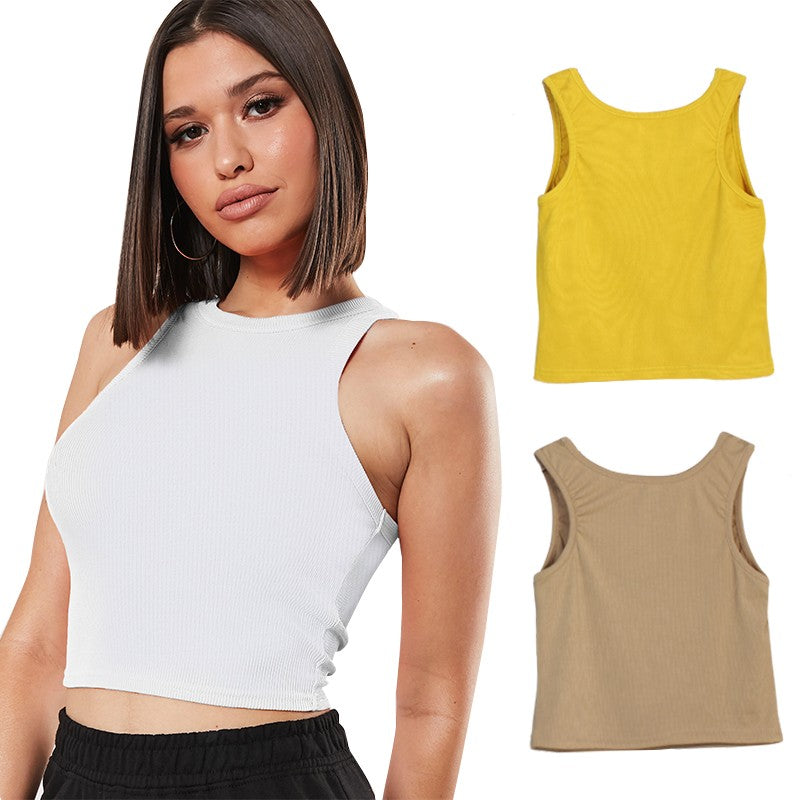 Racer Back Tank Top Womens Trendy Knitted Croptop