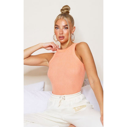 Racer Back Tank Top Womens Trendy Knitted Croptop