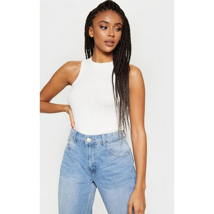 Racer Back Tank Top Womens Trendy Knitted Croptop